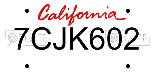 7CJK602 California License Plate