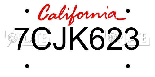 7CJK623 California License Plate