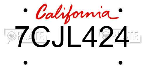 7CJL424 California License Plate