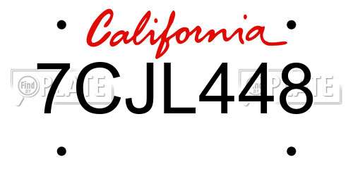 7CJL448 California License Plate