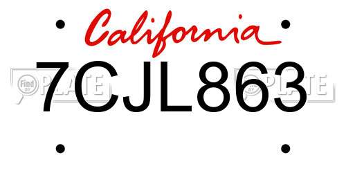 7CJL863 California License Plate