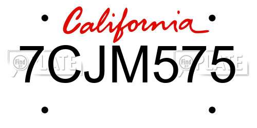 7CJM575 California License Plate
