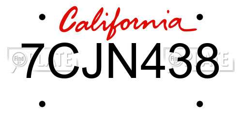 7CJN438 California License Plate