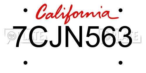 7CJN563 California License Plate