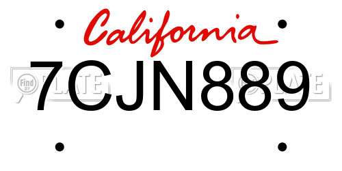 7CJN889 California License Plate