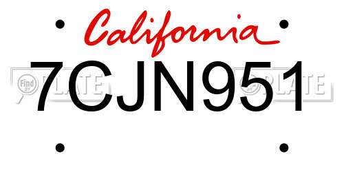 7CJN951 California License Plate
