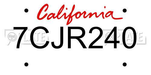 7CJR240 California License Plate