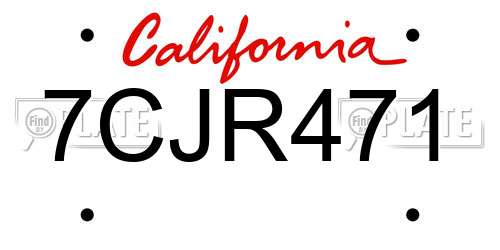 7CJR471 California License Plate