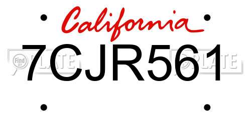 7CJR561 California License Plate