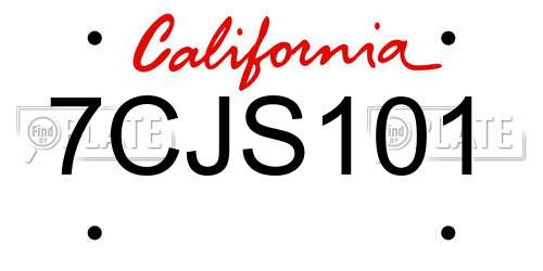 7CJS101 California License Plate