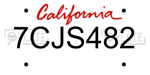 7CJS482 California License Plate