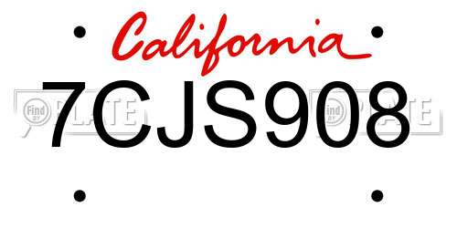 7CJS908 California License Plate