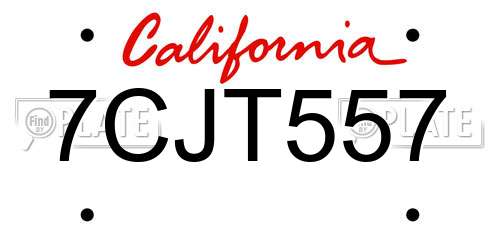 7CJT557 California License Plate