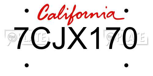 7CJX170 California License Plate