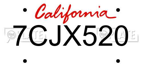 7CJX520 California License Plate