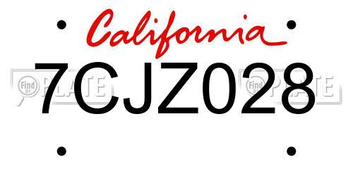 7CJZ028 California License Plate