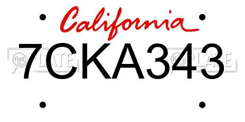 7CKA343 California License Plate