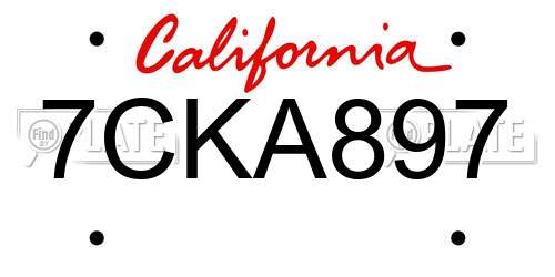 7CKA897 California License Plate