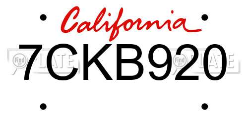 7CKB920 California License Plate