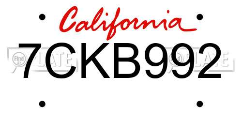 7CKB992 California License Plate