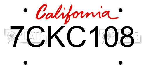 7CKC108 California License Plate
