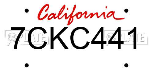 7CKC441 California License Plate