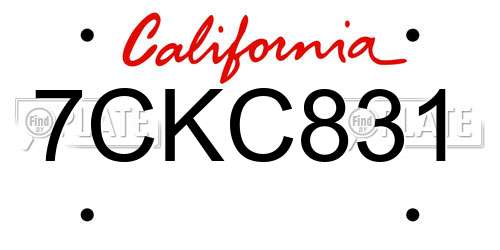 7CKC831 California License Plate