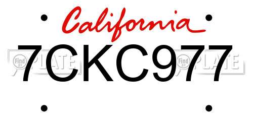 7CKC977 California License Plate