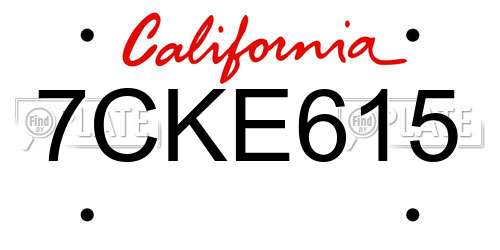 7CKE615 California License Plate