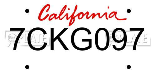7CKG097 California License Plate