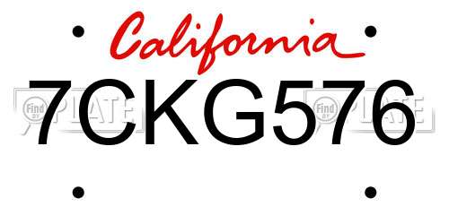 7CKG576 California License Plate