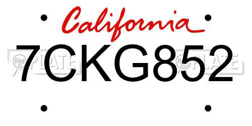 7CKG852 California License Plate