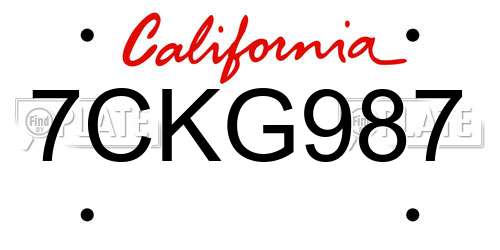 7CKG987 California License Plate