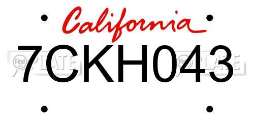 7CKH043 California License Plate
