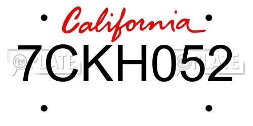 7CKH052 California License Plate