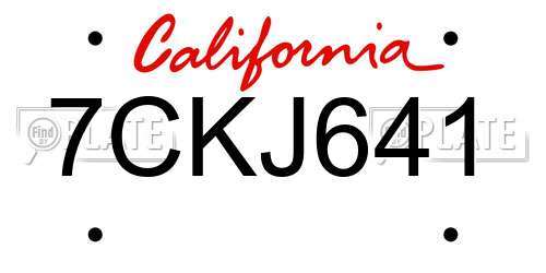 7CKJ641 California License Plate