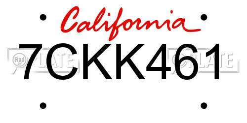7CKK461 California License Plate