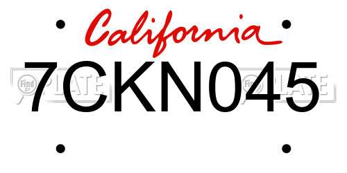 7CKN045 California License Plate