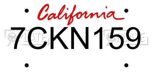 7CKN159 California License Plate