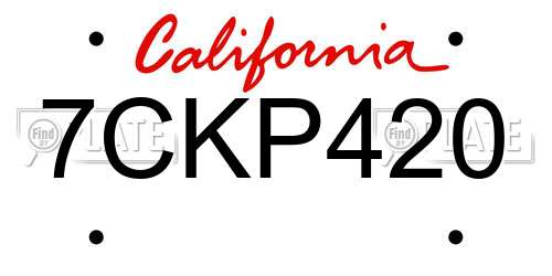 7CKP420 California License Plate