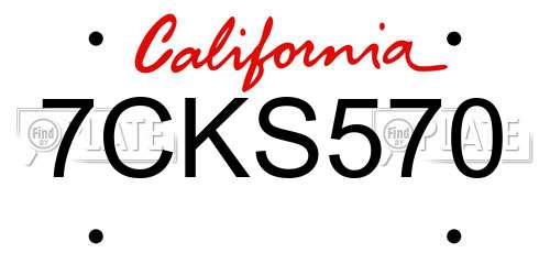 7CKS570 California License Plate
