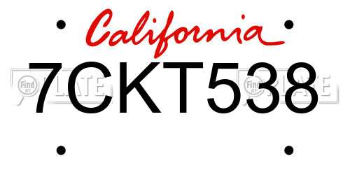 7CKT538 California License Plate