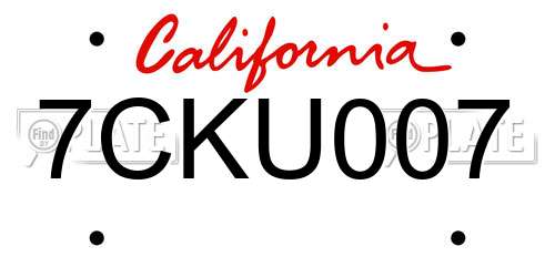 7CKU007 California License Plate