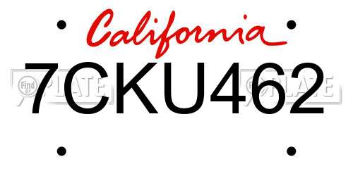 7CKU462 California License Plate