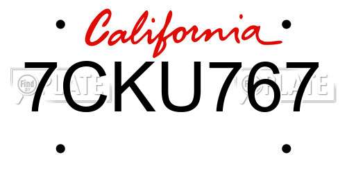 7CKU767 California License Plate