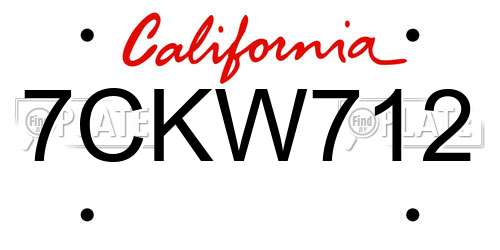 7CKW712 California License Plate