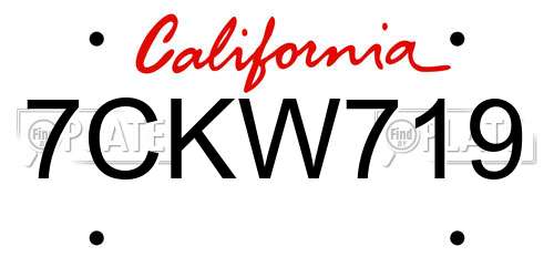 7CKW719 California License Plate