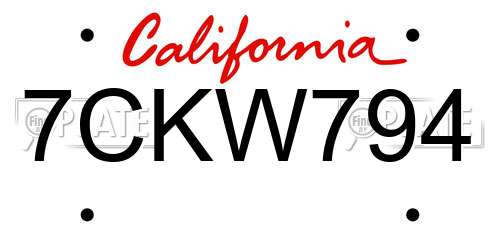 7CKW794 California License Plate
