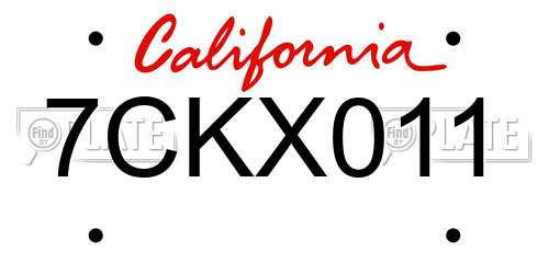 7CKX011 California License Plate