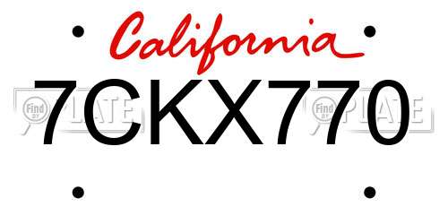 7CKX770 California License Plate